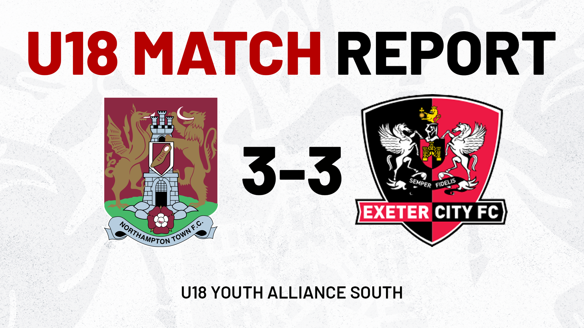 U18 Match Report Graphic, stipulating that City drew 3-3 with Northampton Town's under-18s.